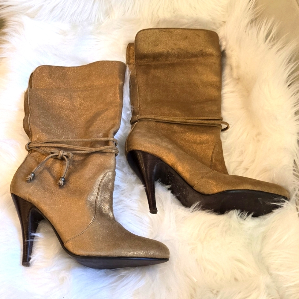 Gold High Heel Boots